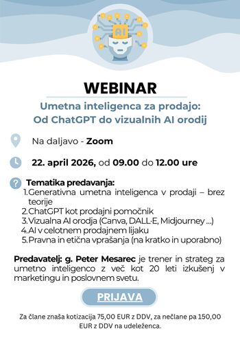 Webinar »Umetna inteligenca za prodajo: od ChatGPT do vizualnih AI orodij«