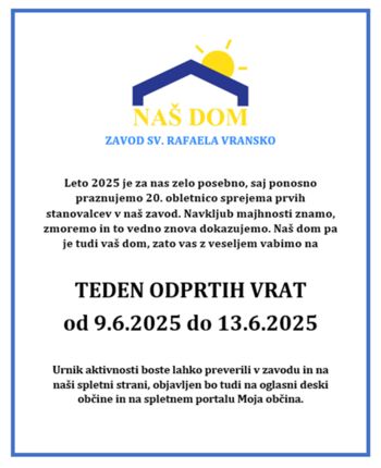 Vabilo na teden odprtih vrat od 9. 6. 2025 do 13. 6. 2025