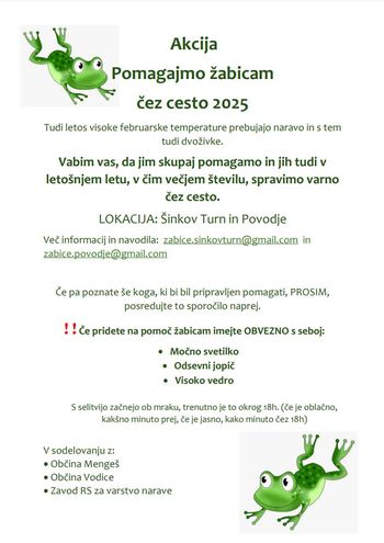 Akcija pomagajmo žabicam čez cesto - Šinkov Turn