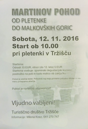 MARTINOV POHOD "OD PLETENKE DO MALKOVŠKIH GORIC"