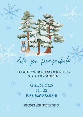 Diši po praznikih - novoletna prireditev z bazarjem v Črnem vrhu