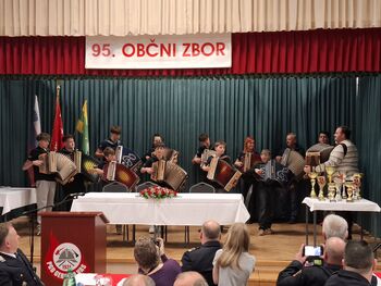 Harmonikarji na nastopu gasilskega občnega zbora v Gerečji vasi 