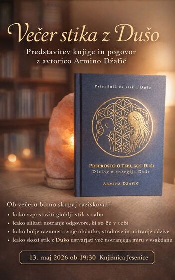 Predstavitev knjige Preprosto o tebi, kot Duši v Knjižnici Jesenice