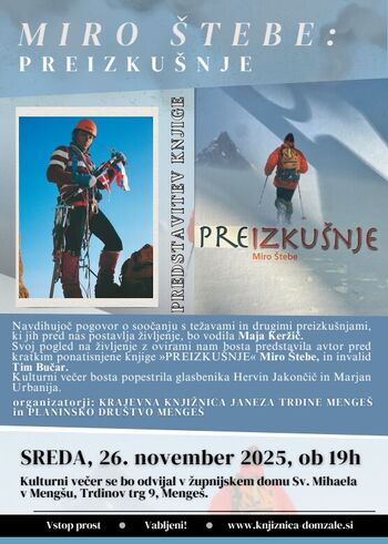 Literarni večer z Mirom Štebetom ob ponatisu knjige Preizkušnje