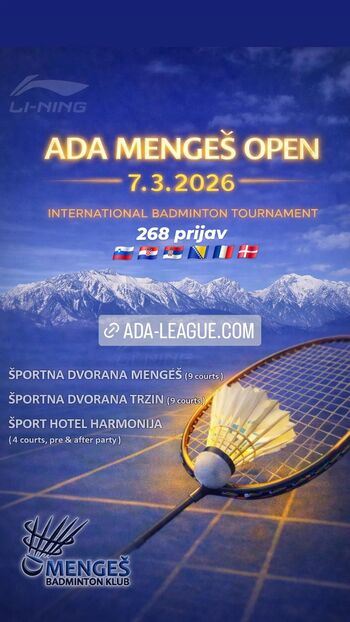 ADA MENGEŠ OPEN 2026 – mednarodni badmintonski turnir v Mengšu