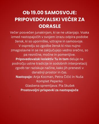 SAMOSVOJE, pripovedovalski večer za odrasle