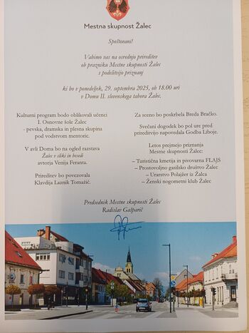 Osrednja prireditev ob prazniku Mestne skupnosti Žalec s podelitvijo priznanj