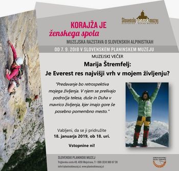 Vabljeni na predavanje Marija Štremfelj: Je Everest res najvišji vrh v mojem življenju?