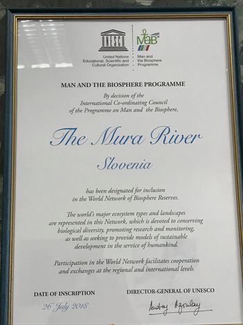 OBČINA ŠENTILJ PREJELA UNESCO MAB CERTIFIKAT ZA BIOSFERNO OBMOČJE MURA