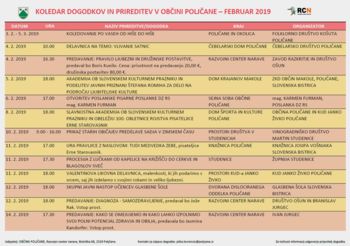 Koledar prireditev februar 2019