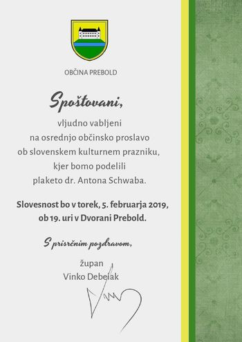 Občinska proslava ob slovenskem kulturnem prazniku