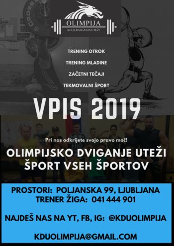 Mesec odprtih vrat v klubu dviganja uteži Olimpija Mesec odprtih vrat v klubu dviganja uteži Olimpija