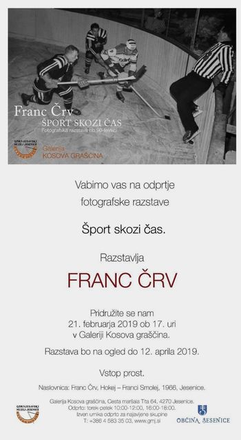 Vabilo na odprtje fotografske razstave Franca Črva "Šport skozi čas"