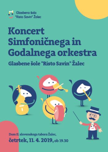 Vabilo na koncert Simfoničnega in Godalnega orkestra Glasbene šole "Risto Savin" Žalec