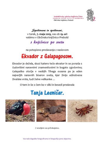 Predavanje Ekvador z Galapagosom - 7.5. ob 19.00