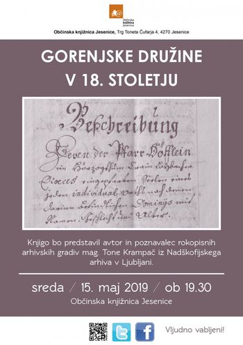 Predstavitev knjige Gorenjske družine v 18. stoletju