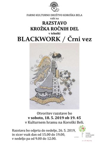 Otvoritev razstave krožka ročnih del v tahniki črnega veza/blackwork
