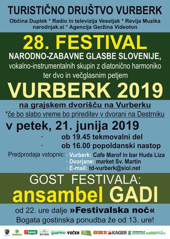28. festival narodno-zabavne glasbe Slovenije "VURBERK 2019"