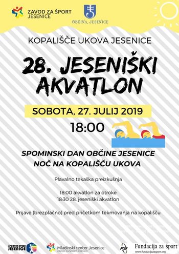 Spominski dan občine Jesenice - Noč na kopališču Ukova 2019: 28. jeseniški akvatlon