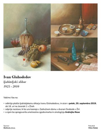 Odkritje plošče in odprtje razstave ljubiteljskemu slikarju Ivanu Gluhodedovu