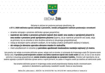 Spremenjen način poslovanja občinske uprave