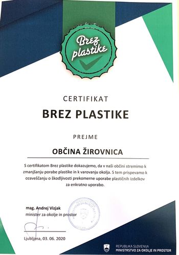 Spodbujanje zmanjševanja uporabe plastičnega pribora v slovenskih občinah- tudi Žirovnica