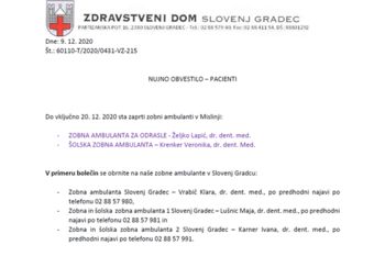 Zaprtje zobnih ambulant v Mislinji