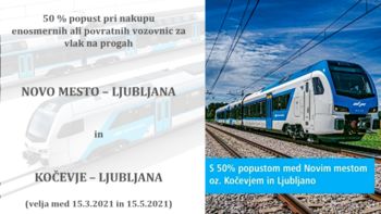 Do 15. maja z vlakom do Ljubljane za polovično ceno