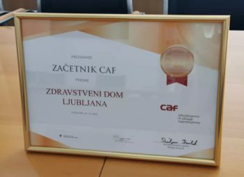 Zdravstveni dom Ljubljana prejel priznanje CAF