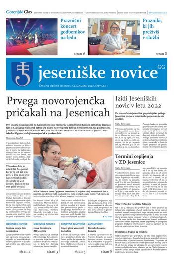 Jeseniške novice, 14. januar 2022 Jeseniške novice, 14. januar 2022