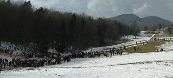 Smučarski skoki z alpskimi smučmi na 15- in 25- metrski skakalnici