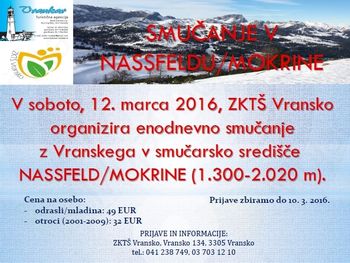 ENODNEVNO SMUČANJE V NASSFELDU / MOKRINE, 12. 3. 2016