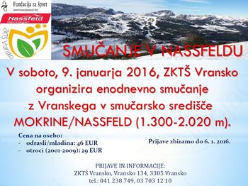 ENODNEVNO SMUČANJE V MOKRINAH/NASSFELDU, 9. 1. 2016