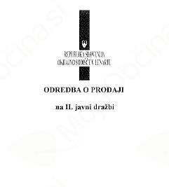 Odredba o drugi prodaji na II. javni dražbi Odredba o drugi prodaji na II. javni dražbi