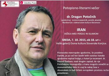 Čajanka: dr. Dragan Potočnik: sreda, 7. 10. 2015, ob 18. uri v Veliki galeriji Doma kulture Slovenske Konjice