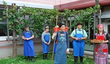 Praznovanje ob trgatvi potomke najstarejše trte pri OŠ Duplek