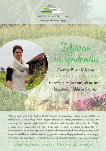 Predstavitev knjige Zeliščar na sprehodu, avtorice Andreje Papež Kristanc 