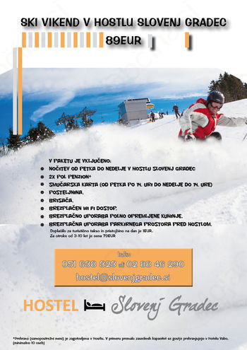 SKI vikend v hostlu Slovenj Gradec  89€