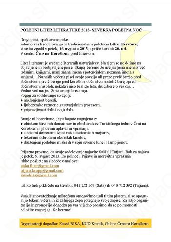 Poletni Liter Literature 2013