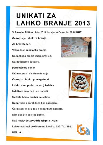 Akcija Unikati za lahko branje 2013