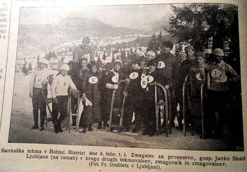Tekmovalci sankači. Vir: Ilustrirani slovenski vestnik