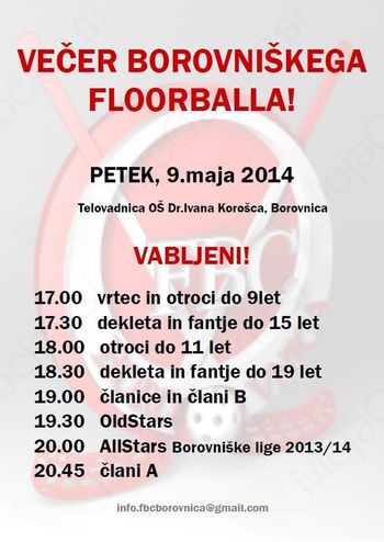 Večer borovniškega floorballa!