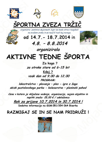 AKTIVNI TEDEN ŠPORTA V TRŽIČU AKTIVNI TEDEN ŠPORTA V TRŽIČU