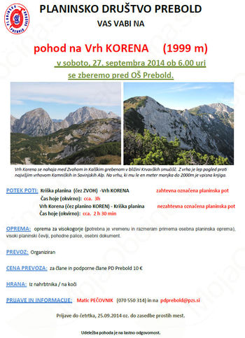 Pohod Krvavec - Vrh Korena