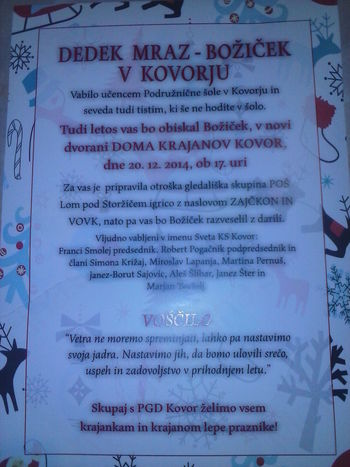 Darilo za najmlajše v Kovorju