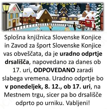 Uradno odprtje drsališča prestavljeno