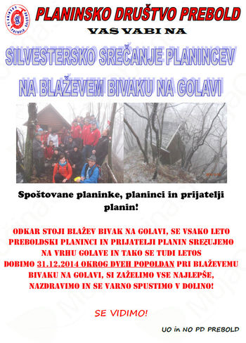 Silvestersko srečanje planincev na Blaževem bivaku na Golavi