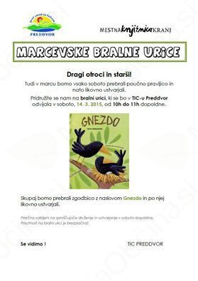 Vabljeni na bralno urico v Knjižnico Preddvor