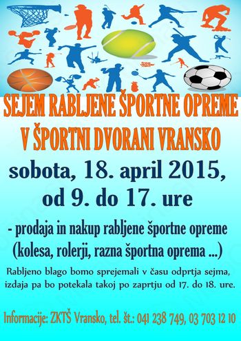 SEJEM RABLJENE ŠPORTNE OPREME V ŠPORTNI DVORANI VRANSKO