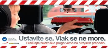 Varnost na nivojskih prehodih ceste čez železniško progo »Ustavite se. Vlak se ne more.«